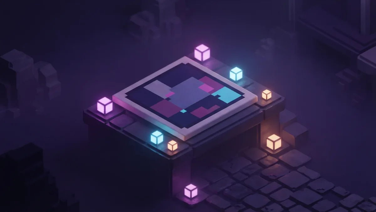 Blank pixel-art skin panel on a glowing block workbench, representing a Java skin upload