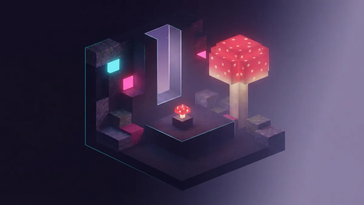 A planted mushroom with open vertical space for giant mushroom growth