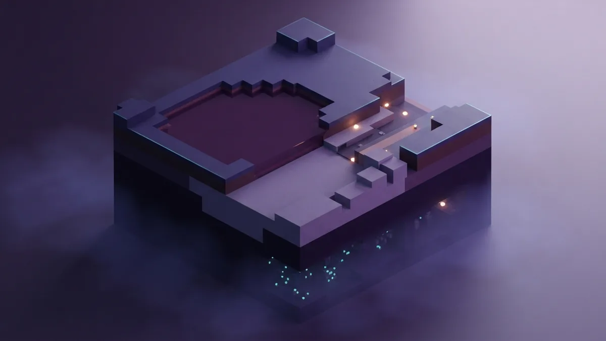 Clay blocks visible beneath a pond and along a voxel riverbank