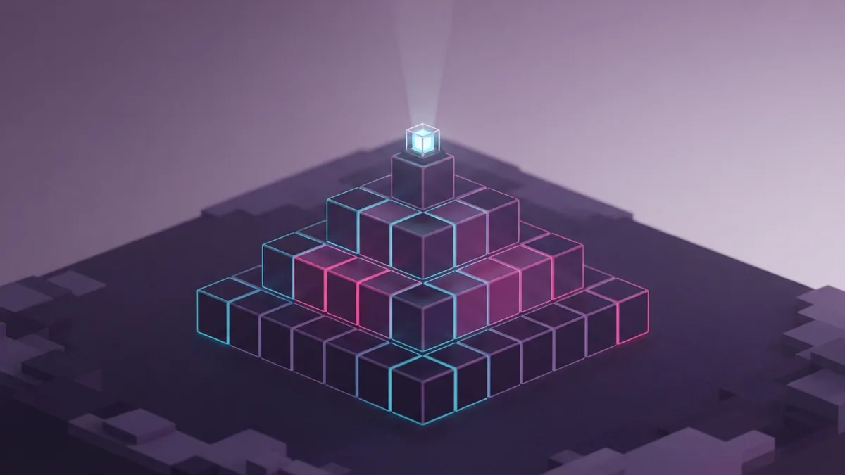 The four-layer beacon pyramid Four-tier mineral-block beacon pyramid shown from an isometric angle