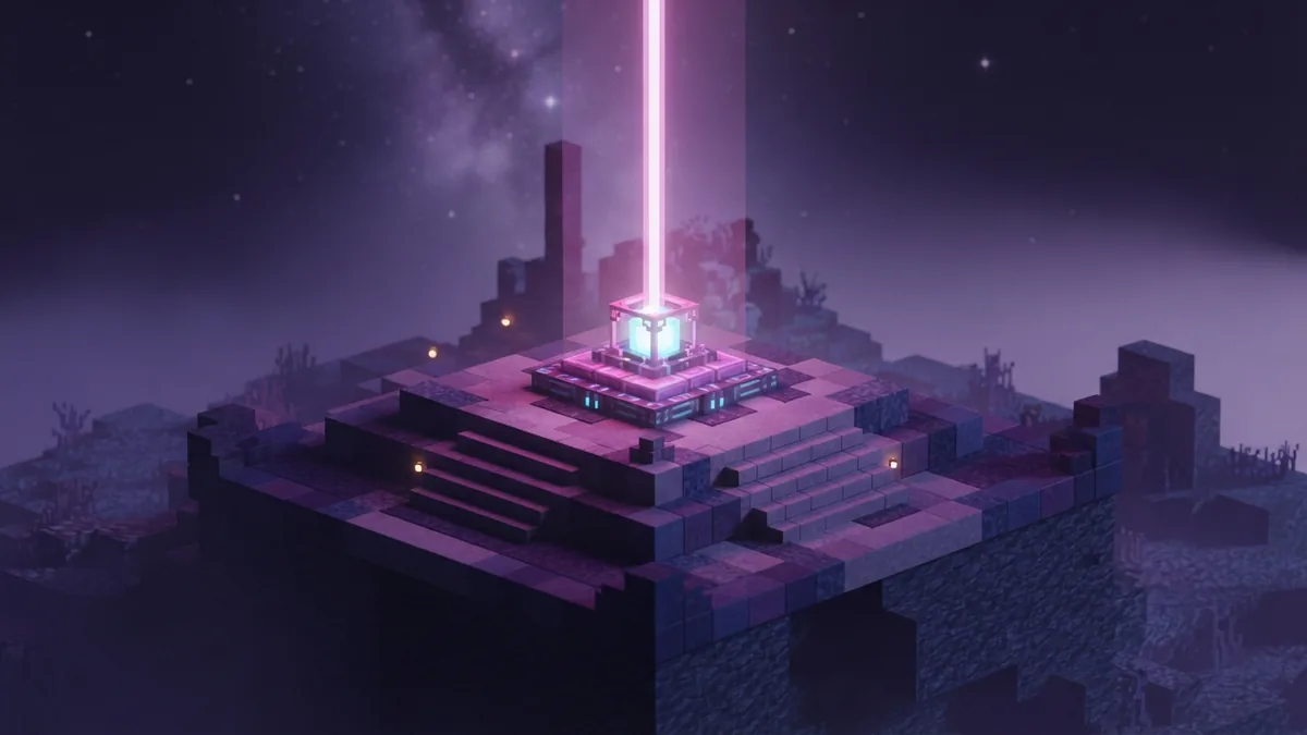 A clear path for the beacon beam Beacon placed at the center of a pyramid with an unobstructed beam