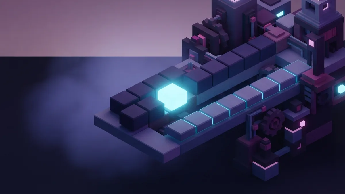 Troubleshooting a voxel mechanism Voxel mechanism showing a misaligned block beside a corrected glowing route